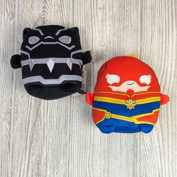 Marvel Set of 2 Cuutopia Black Panther & Captain America Red Plush Toys - Picture 1 of 7